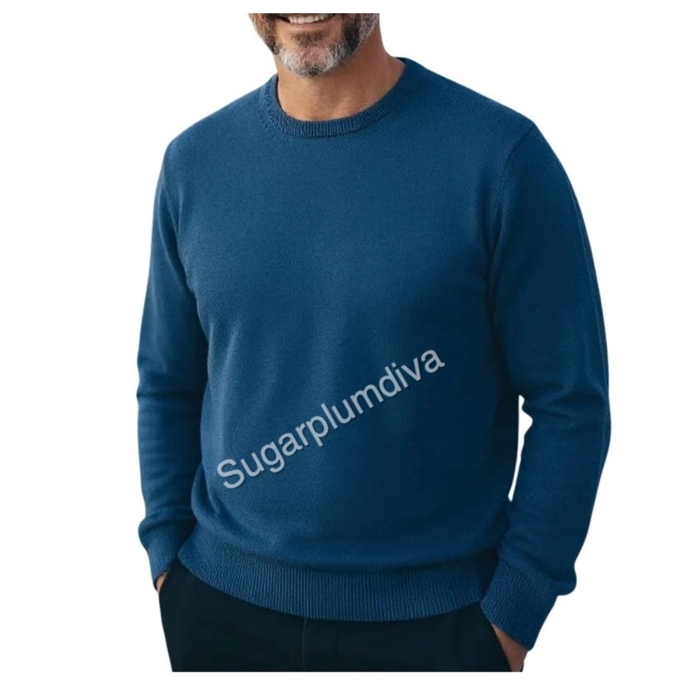 J. Crew 100% Cotton Garter Stitch Blue Sweater LARGE Preppy Casual